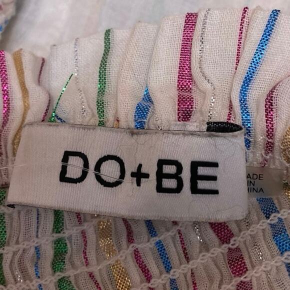 Do+Be Multicolor Striped Strapless Sleeveless Tube Bandeau Tie Crop Top Size M - Picture 4 of 4